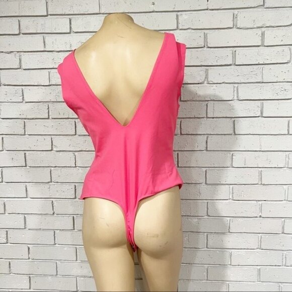 Free People Women’s Keep It Sleek Duo Festival Fuchsia Bodysuit - Size Large - Picture 3 of 10